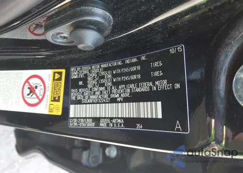 2015 Toyota Highlander Xle V6 из США, поврежденный, VIN 5TDJKRFH2FS224327